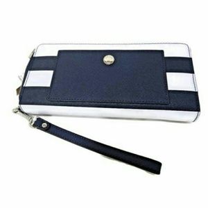 Michael kors white and blue strip bag
